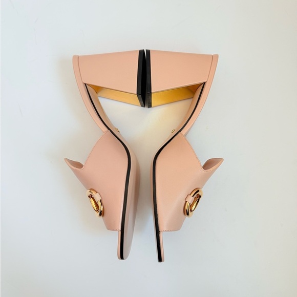 Gucci Rose Pink leather Baby Horsebit block heel 70mm open toe mules EU 41.5 - Picture 4 of 10